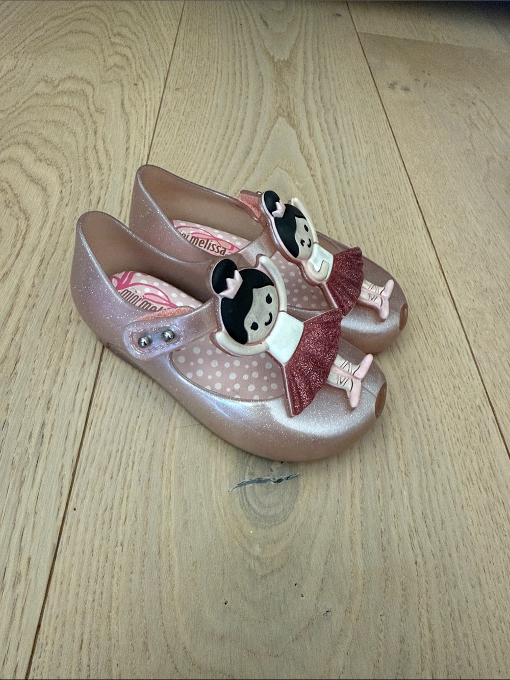 Melissa Girls Pink Glitter Ballet Doll Mary Jane Shoes.  Size 7